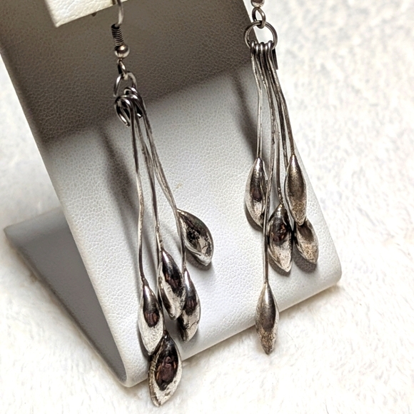 Vintage Sterling Silver Long Dangle Earrings - Picture 5 of 8